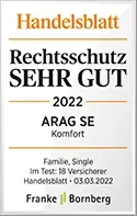 Handelsblatt Rechtsschutz ARAG sehr gut 2022